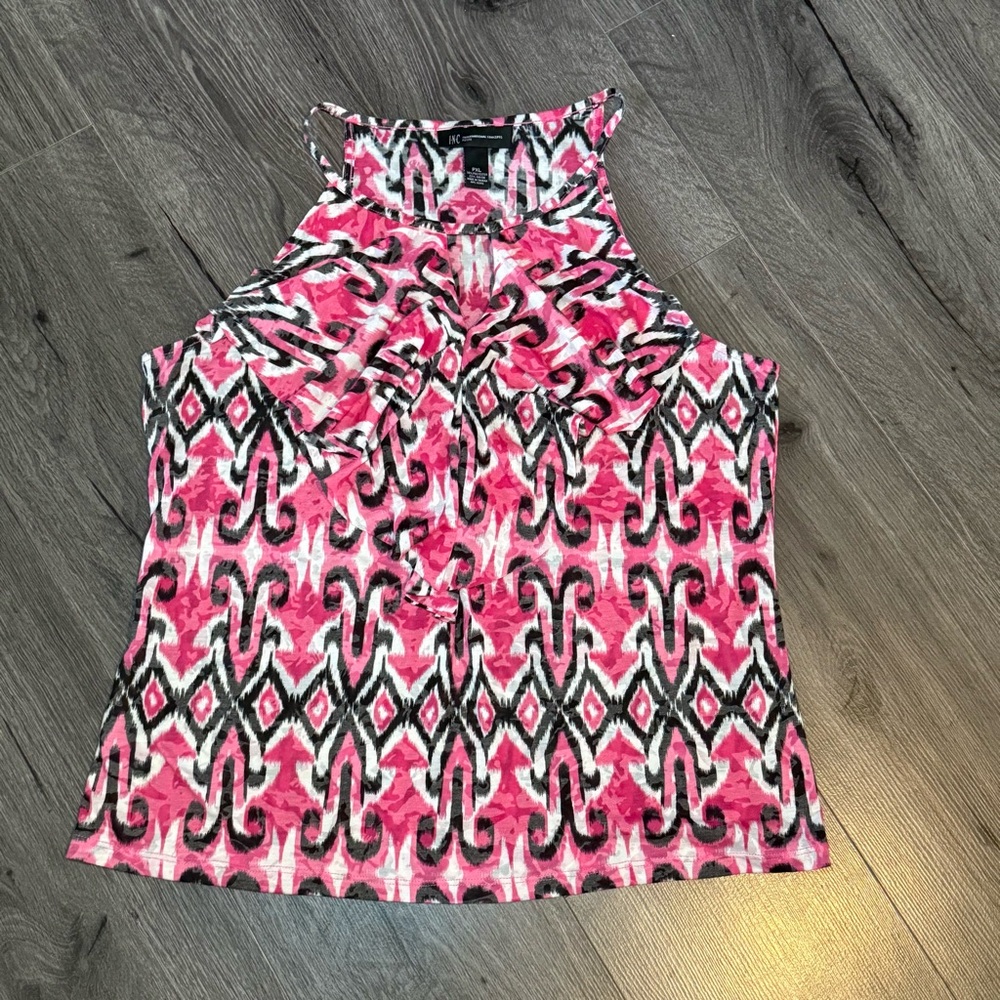 🧡INC International Concepts Pink and Black Patterned Women's Top Versatile Chic